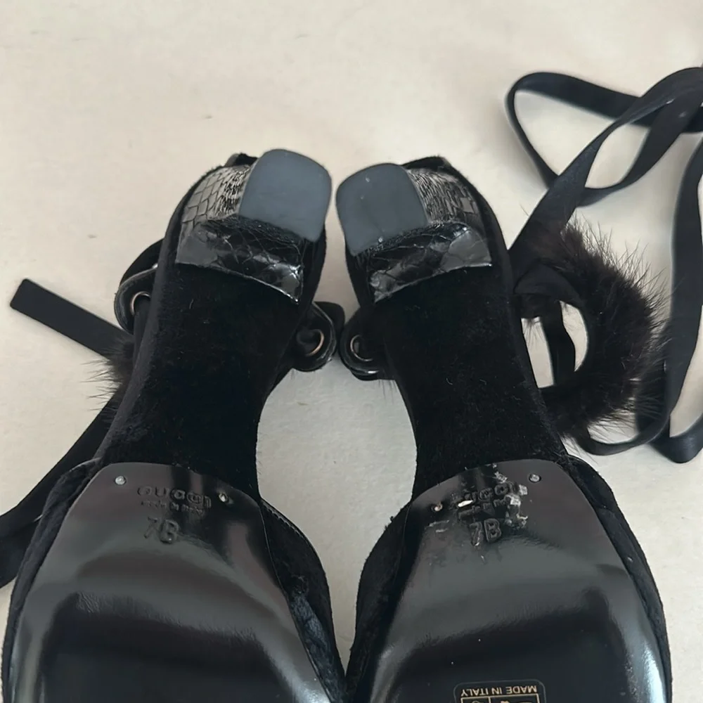 Tom Ford Gucci Mink Python Velvet Heels 7 NWT - Picture 11 of 15